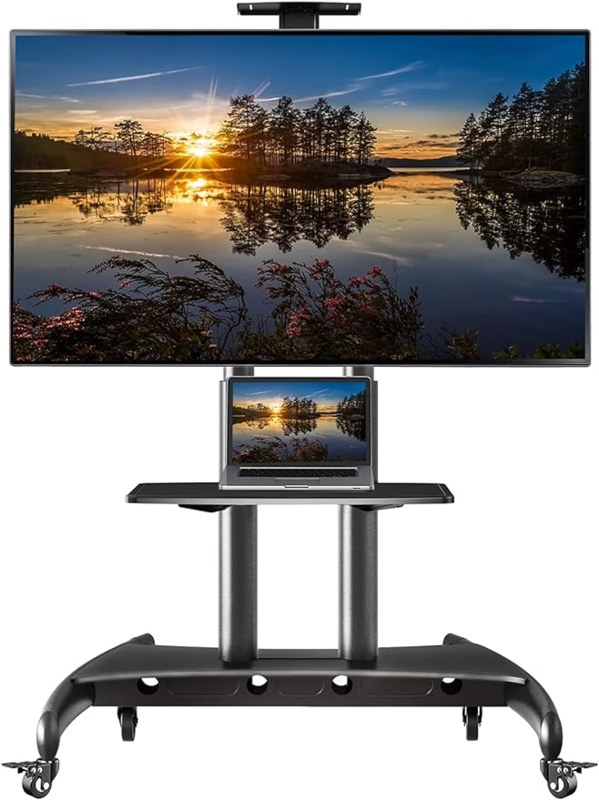 Mobile TV Cart Stand with Wheels for 55-Inch Screens