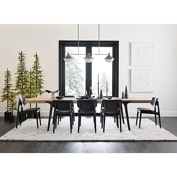 Modern 120-Inch Dining Table with Black Chairs