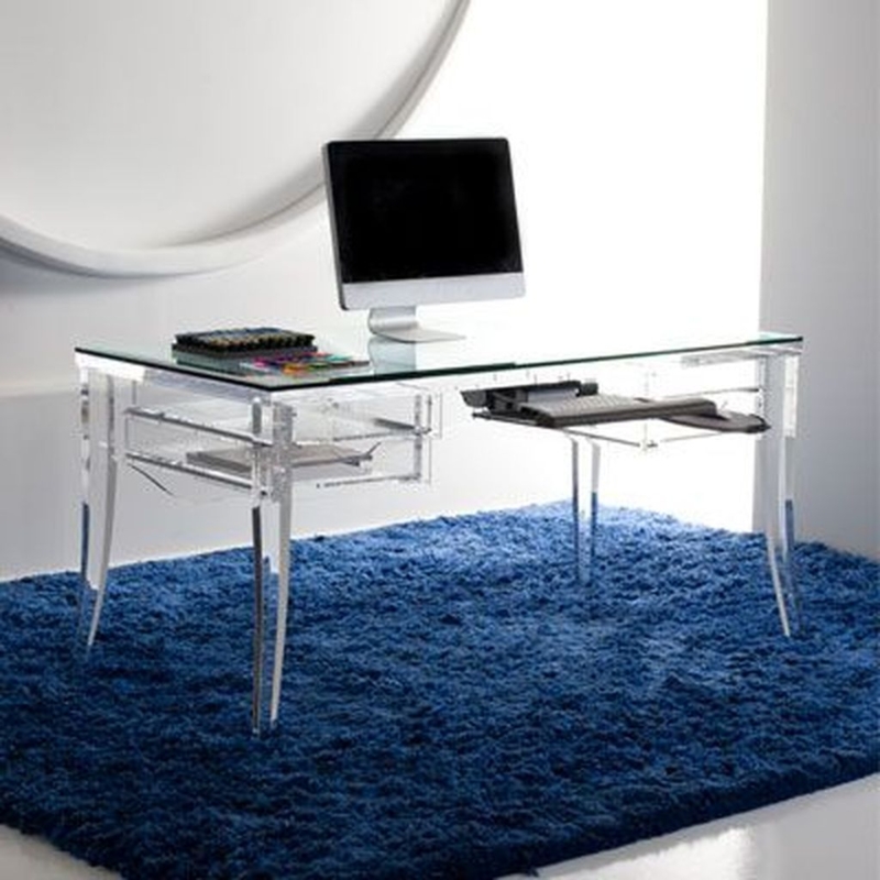 Modern Acrylic Desk with Glass Top in Office