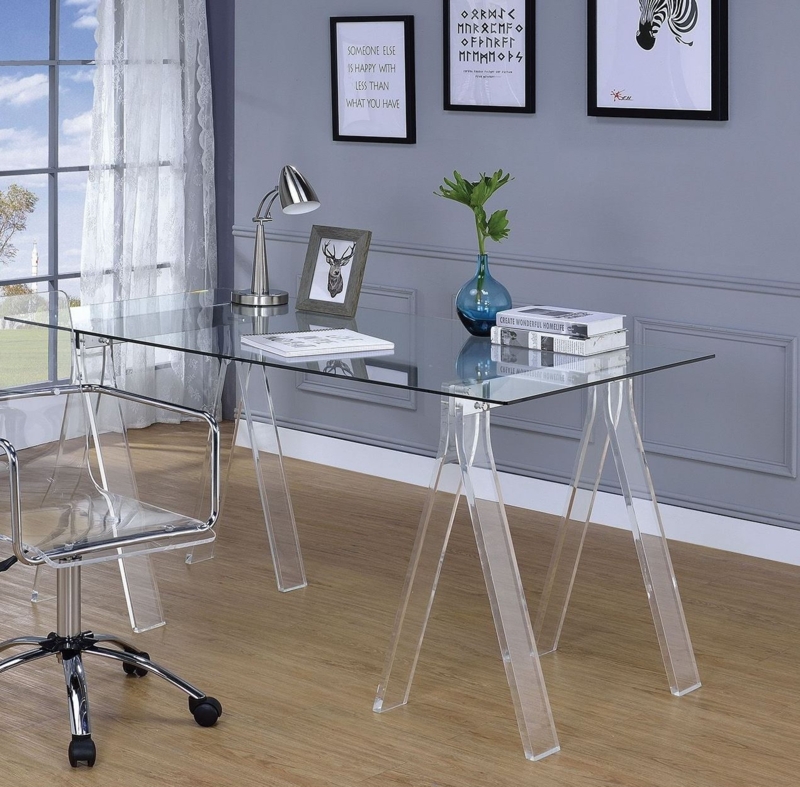 Modern Acrylic Glass Top Home Office Desk
