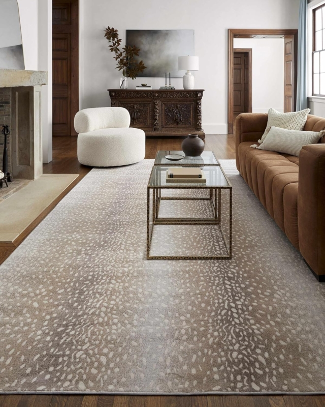 Modern Animal Print Area Rug in Elegant Living Room