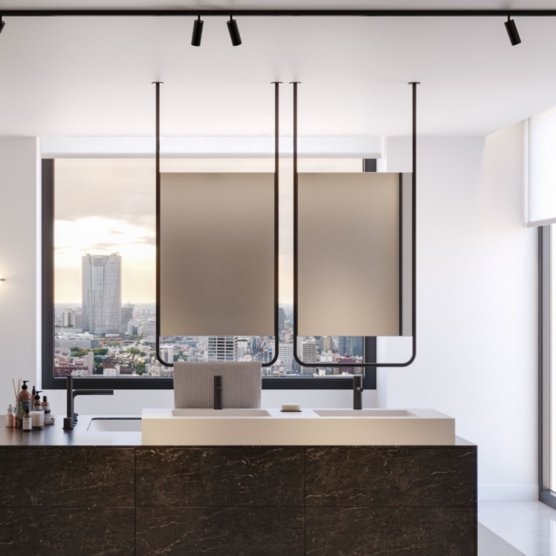 Modern Aquila Ceiling-Mounted Bathroom Mirrors