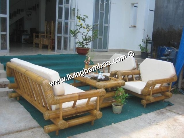 Modern Bamboo Sofa Set with Cushions