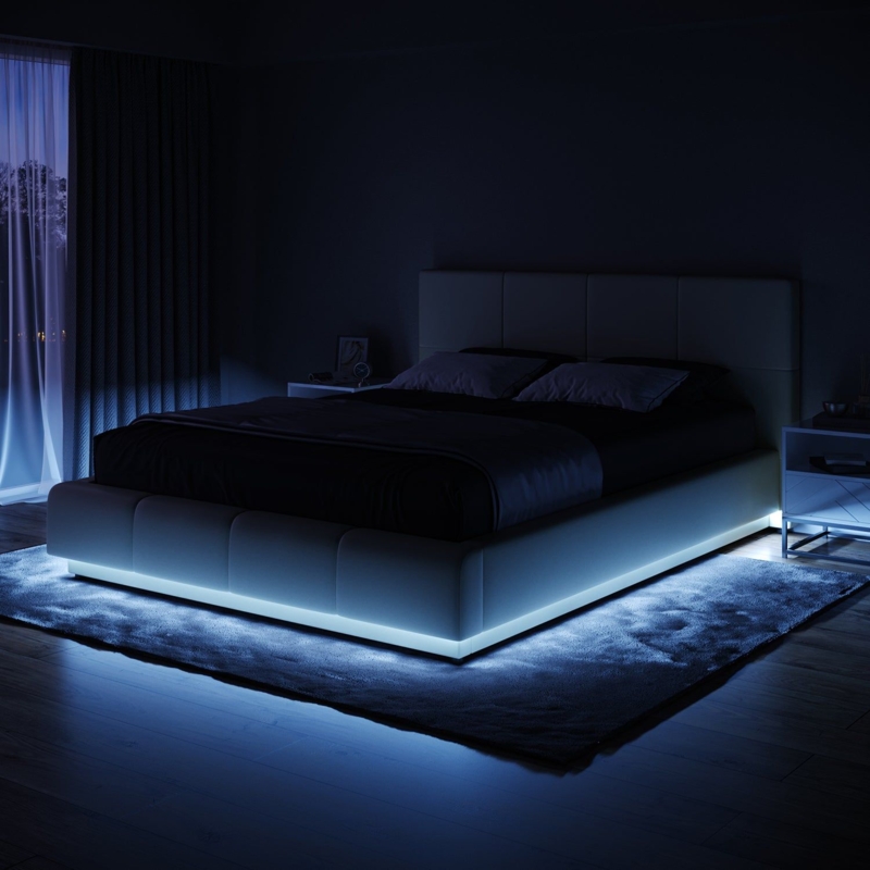 Modern Bed Frame with Ambient LED Lighting