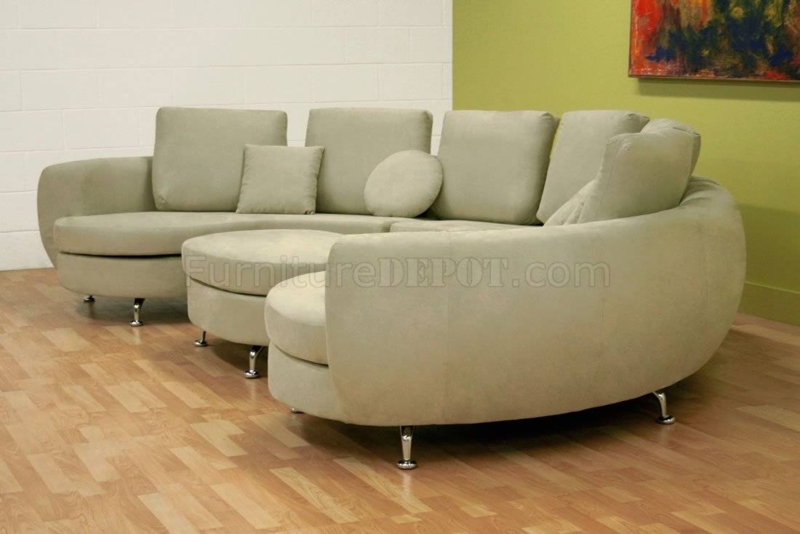 Modern Beige Curved Half Moon Sectional Sofa