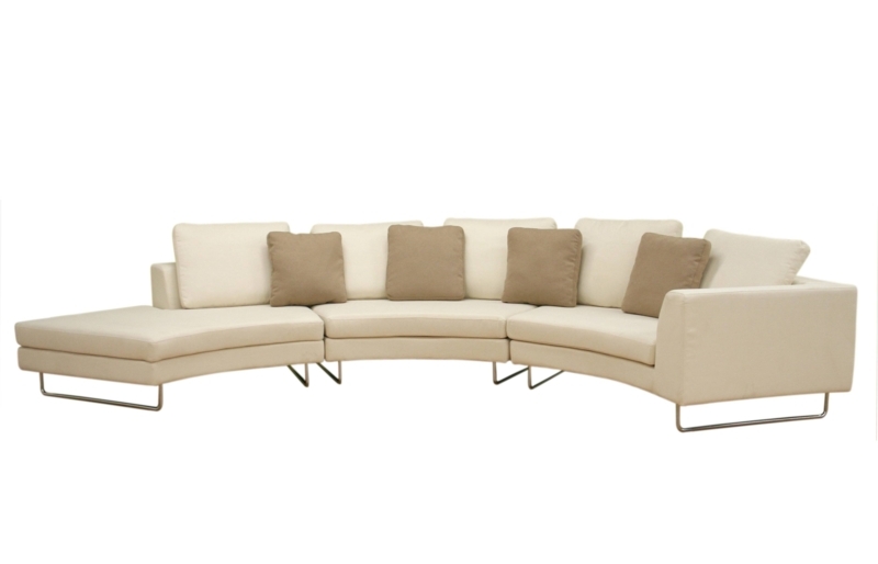 Modern Beige Curved Sectional Sofa with Cushions