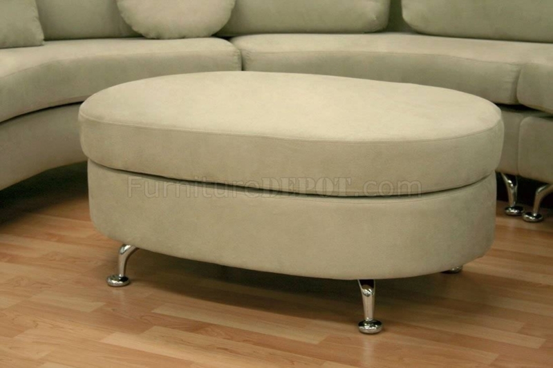 Modern Beige Half Moon Sectional Sofa Ottoman