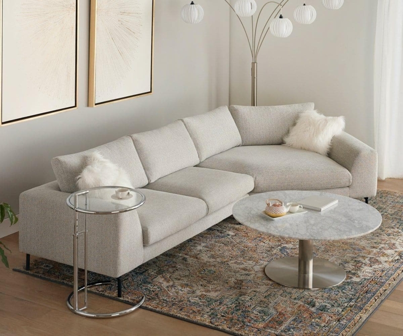 Modern Beige Rowena Right Cuddler Sectional Sofa