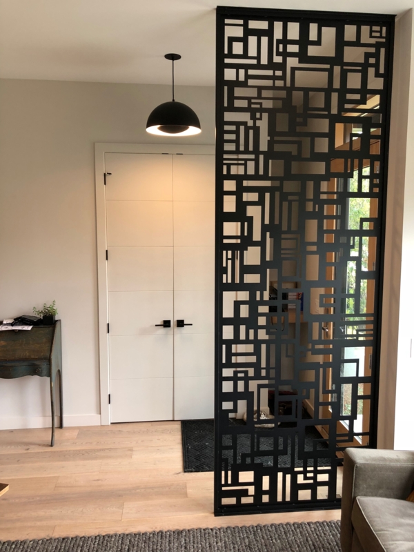 Modern Black Geometric Floor-to-Ceiling Room Divider