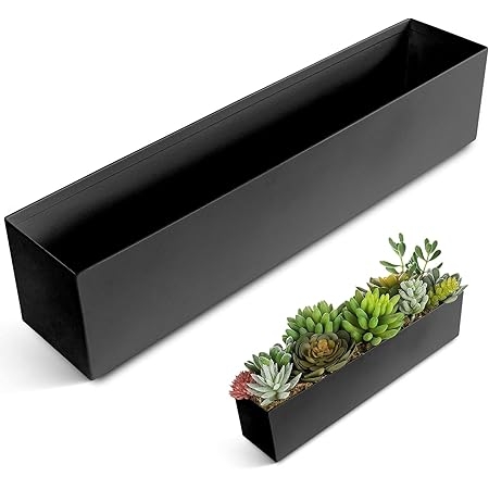 Modern Black Metal Rectangle Planter Box 32 Inch