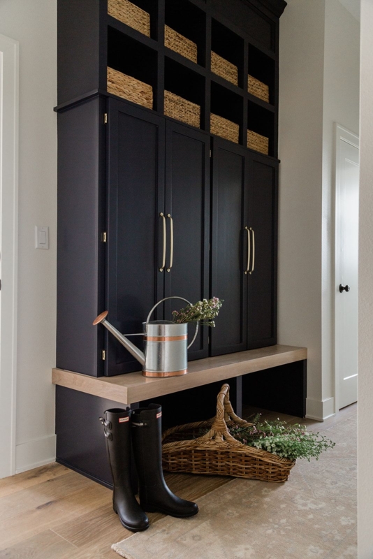 Modern Black Mudroom Lockers with Functional Storage