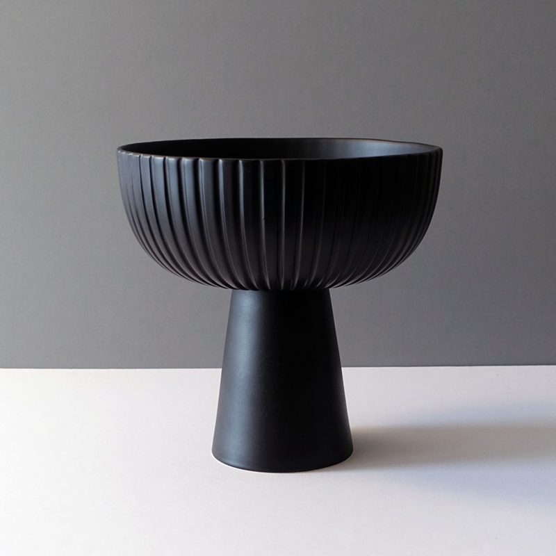 Modern Black Pedestal Vase for Stylish Interiors