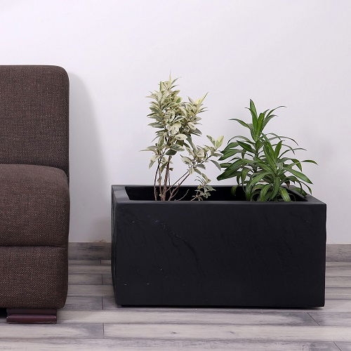 Modern Black Rectangular Indoor Planter for Living Rooms