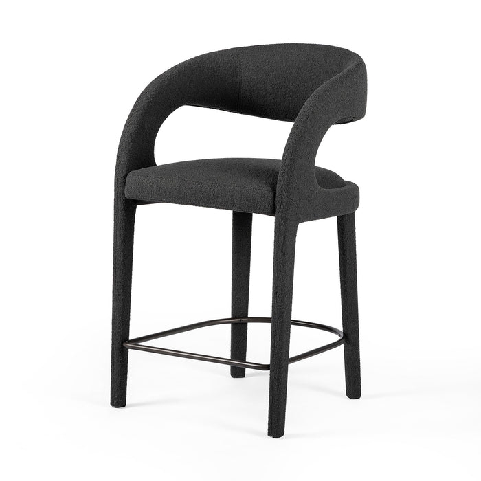 Modern Black Upholstered Bar Counter Stool