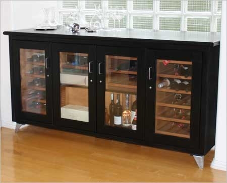 Modern Black Wine Credenza with Glass Doors
