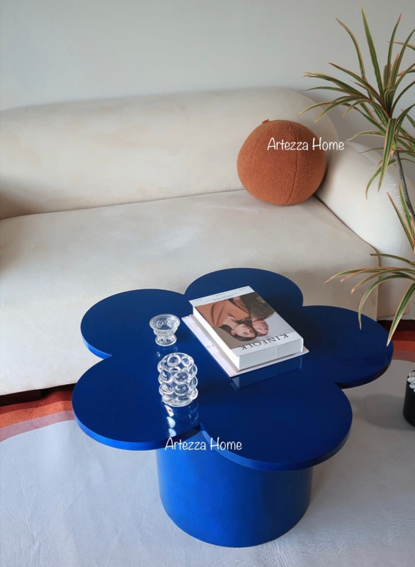 Modern Blue Flower Shaped Coffee Table