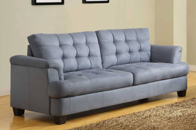 Modern Blue Grey Tufted Sofa Design