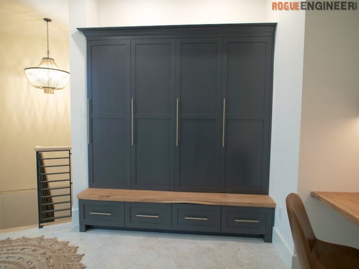 Modern Built-In Mudroom Lockers with Wood Bench Seating