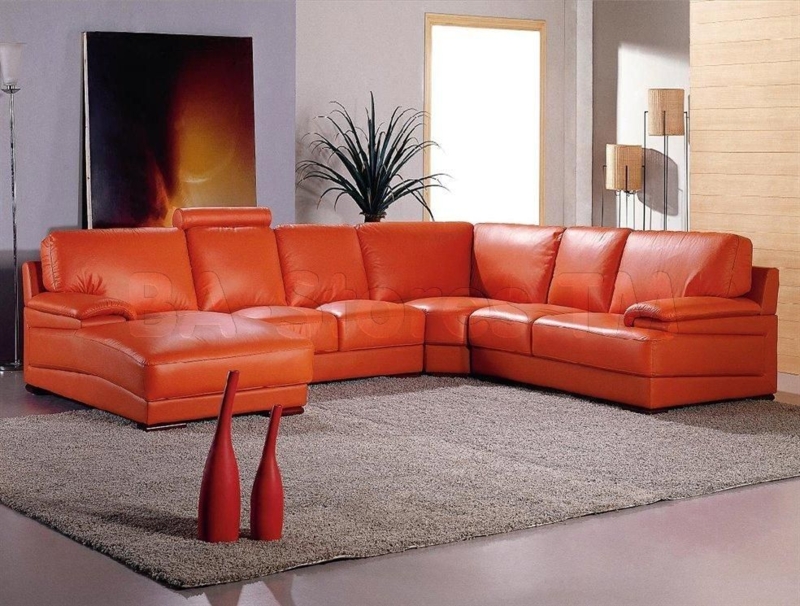 Modern Burnt Orange Leather Sectional Sofa Ideas