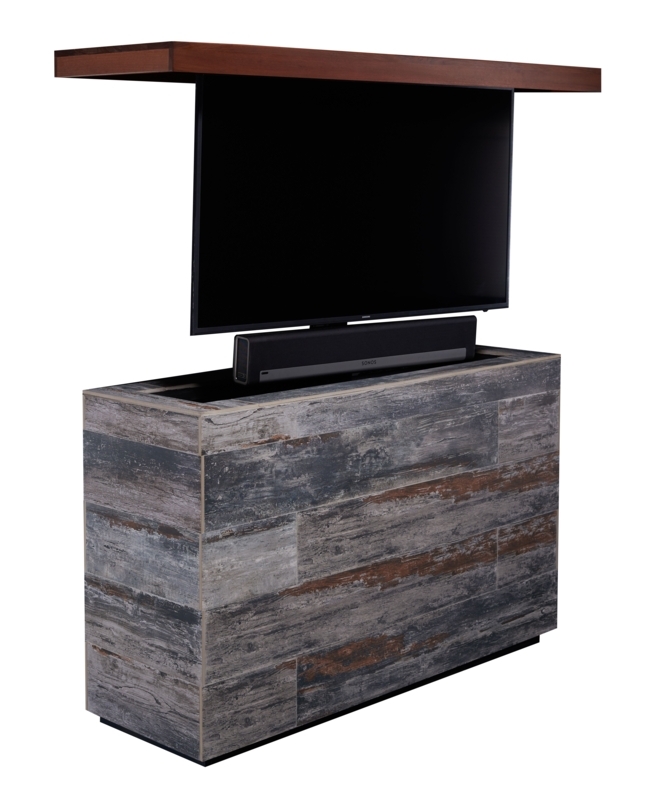 Modern Cabinet with Lift-Up TV and Porcelain Tile Body