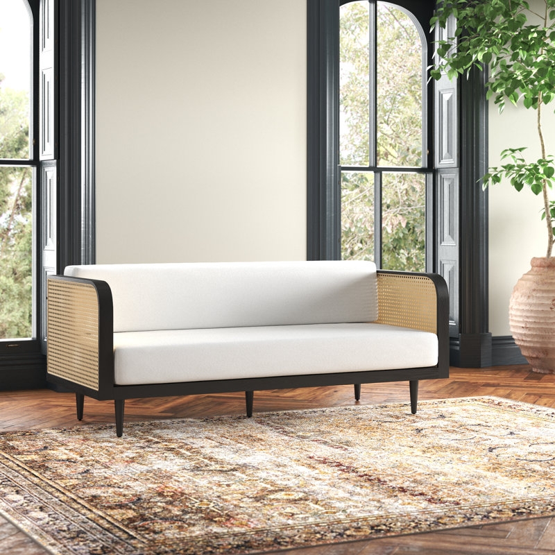 Modern Cane Daybed with Neutral Cushions