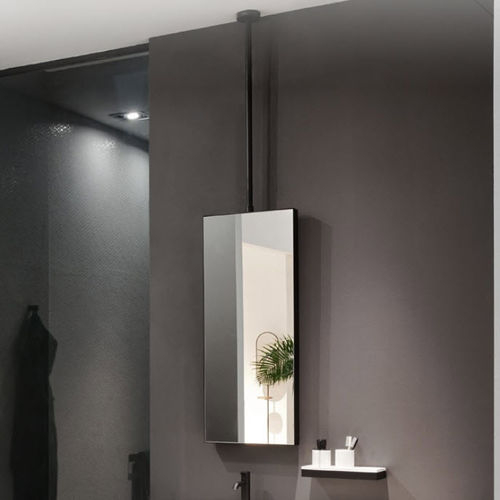 Modern Ceiling-Mounted Bathroom Mirror in Matt Black