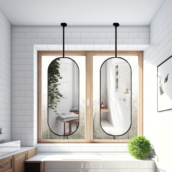 Modern Ceiling Suspended Bathroom Mirrors