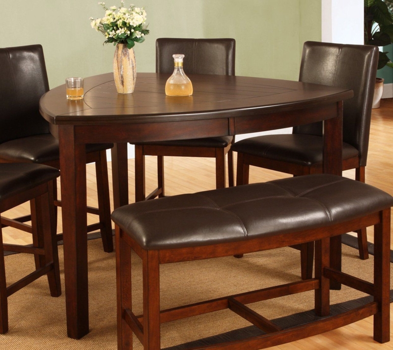 Modern Cherry Wood Triangle Dining Table Set