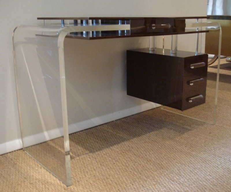 Modern Clear Lucite Desk with Floating Drawers