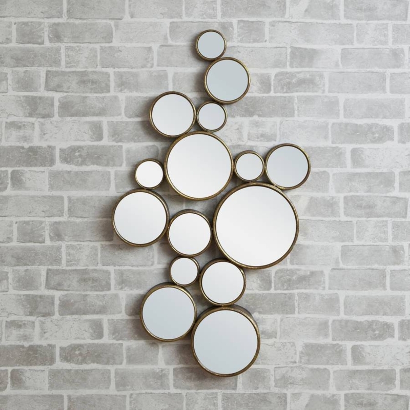 Modern Clustered Round Mirrors with Brass Frames