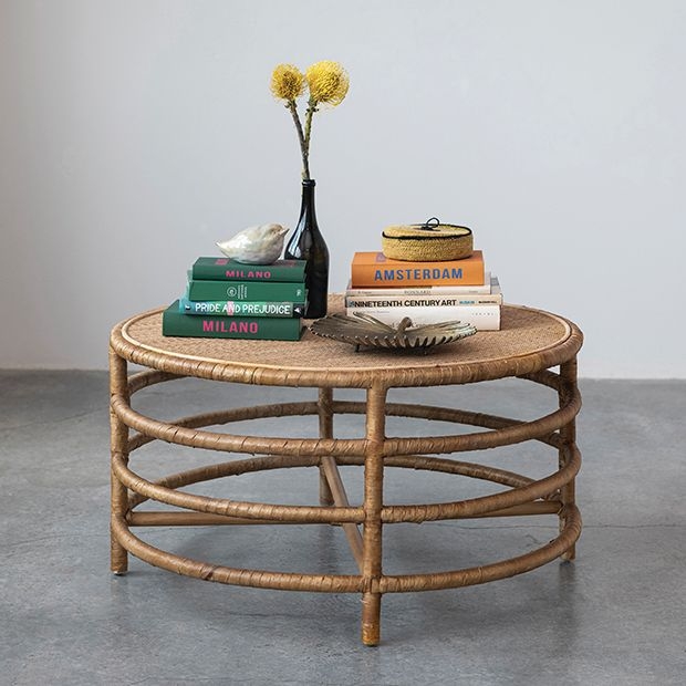 Modern Coastal Rattan Round Coffee Table