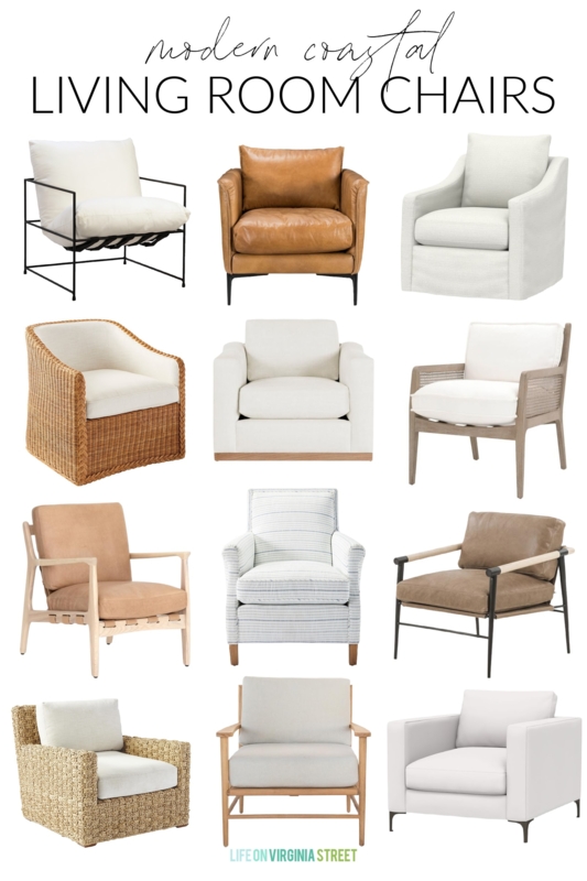 Modern Coastal Style Living Room Chairs Collection