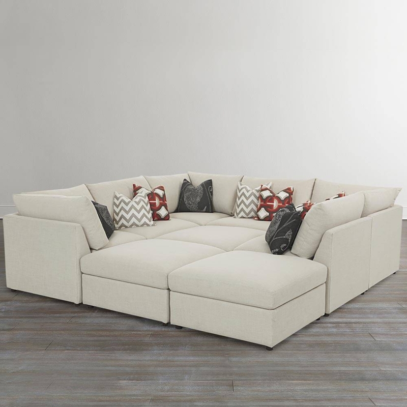 Modern Cream Half Moon Sectional Sofa with Cushions