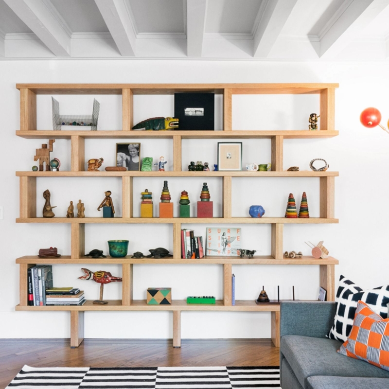 Modern Custom Built-In Wooden Shelving Design