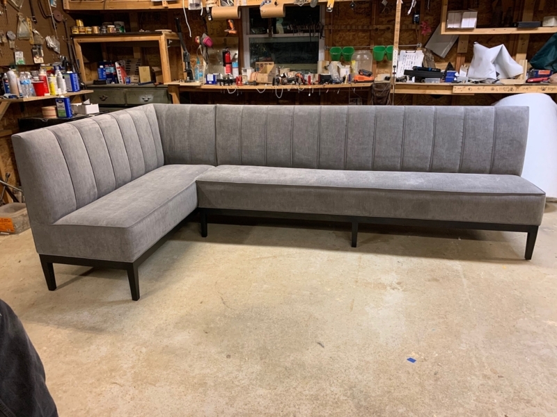 Modern Custom Gray L-Shape Banquette Bench