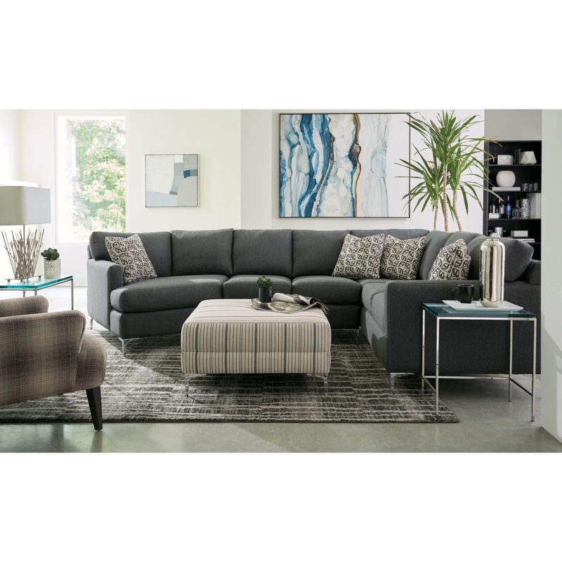 Modern Customizable 5-Seat Gray Sectional Sofa