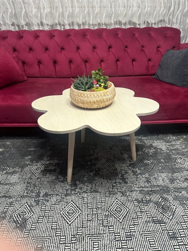 Modern Daisy-Shaped Light Wood Coffee Table