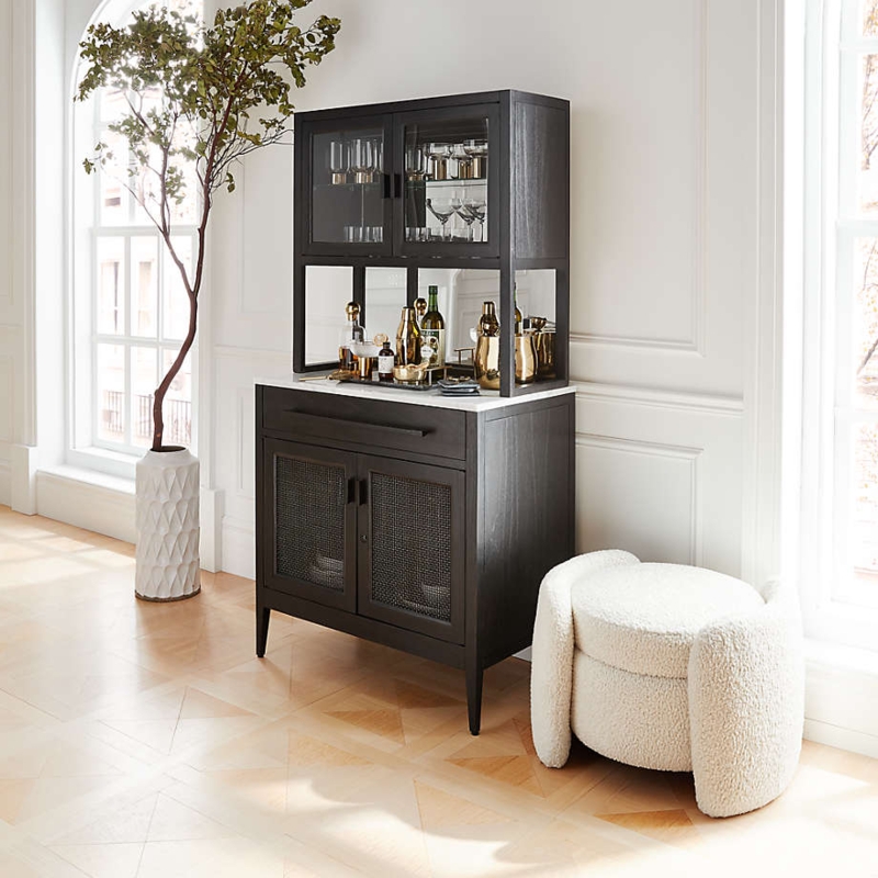 Modern Enzo Marble Top Bar Cabinet with Storage
