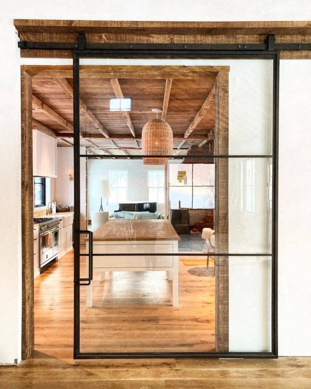 Modern Farmhouse Glass Sliding Interior Door