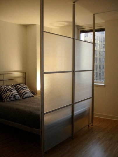 Modern Floor-to-Ceiling Frosted Glass Room Divider