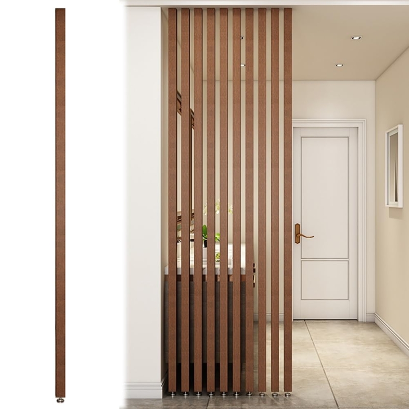 Modern Floor-to-Ceiling Wooden Slatted Room Divider