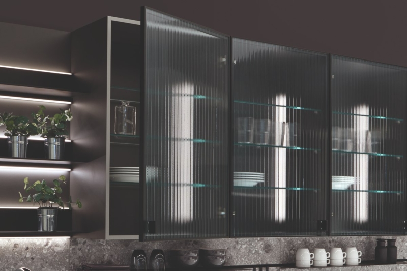 Modern Fluted Glass Kitchen Cabinet Design Ideas