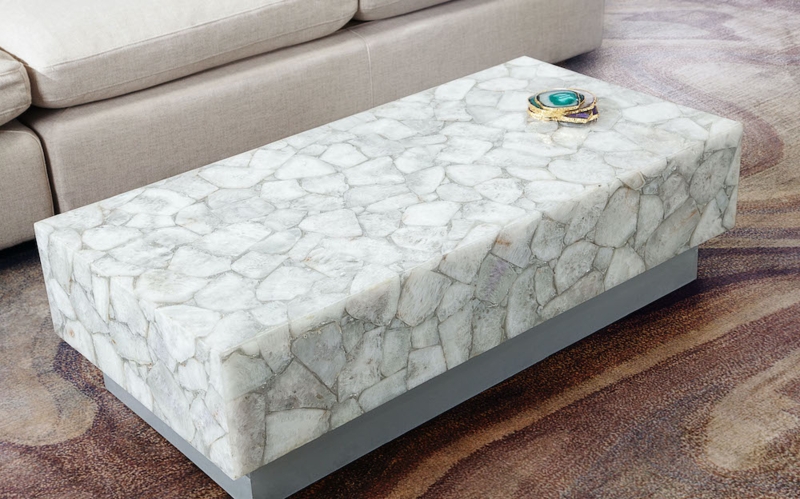 Modern Gemini White Quartz Coffee Table Design