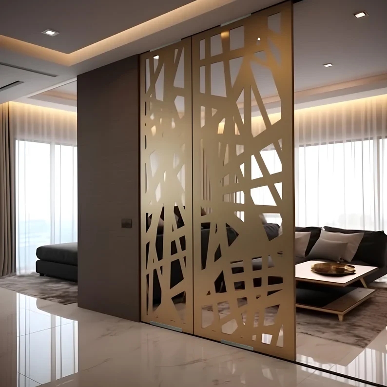 Modern Geometric Floor-to-Ceiling Room Divider Design