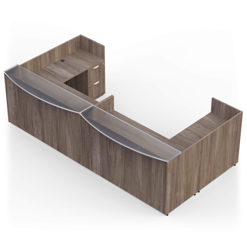 Modern Glass Top Two-Person Reception Desk