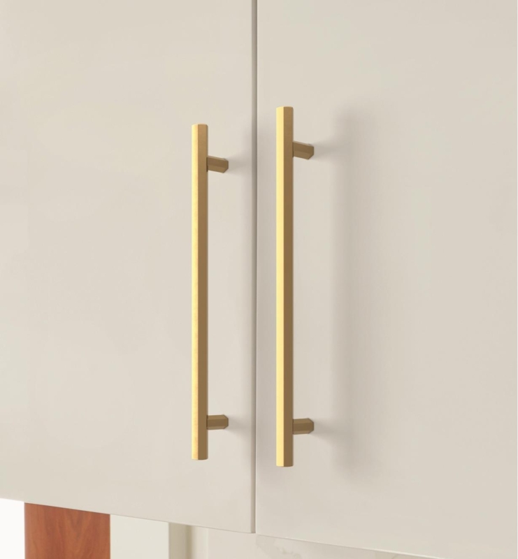 Modern Gold Cabinet Handles on Neutral Doors