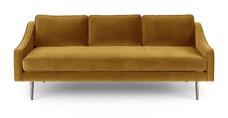 Modern Gold Velvet Sofa with Sleek Legs