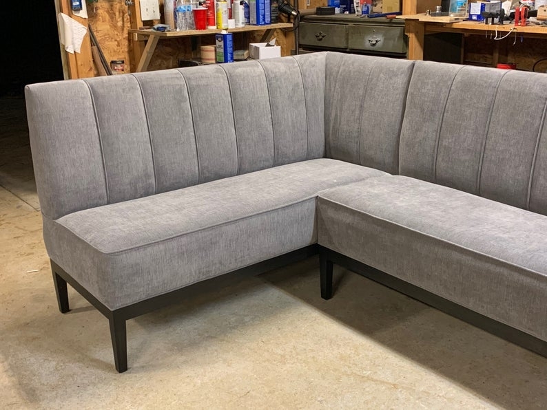 Modern Gray L-Shape Upholstered Dining Banquette