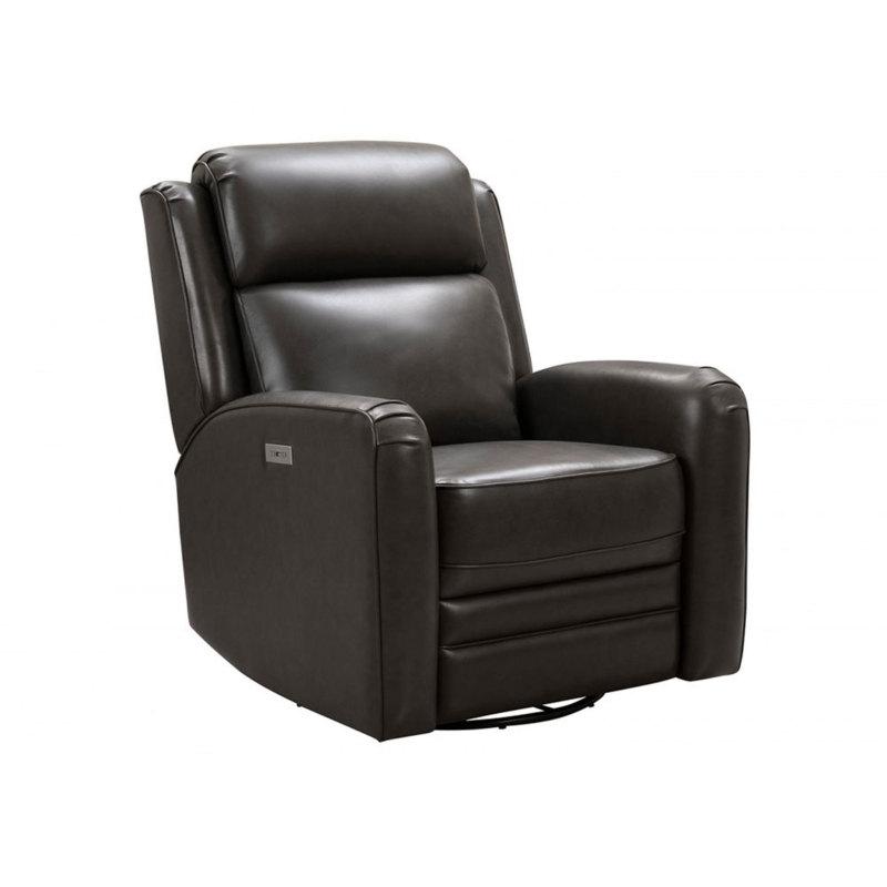 Modern Gray Leather Power Recliner Chair