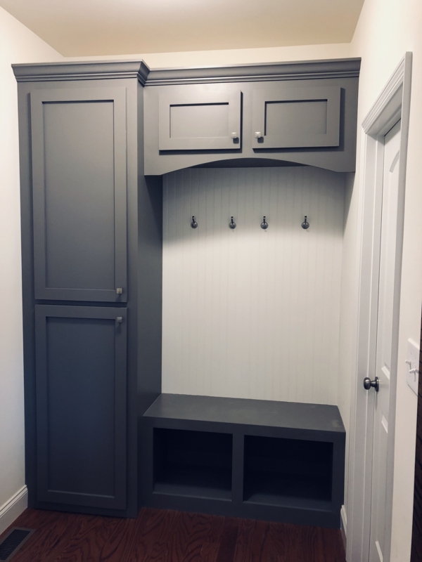 Modern Gray Mudroom Storage Cabinet with Hooks